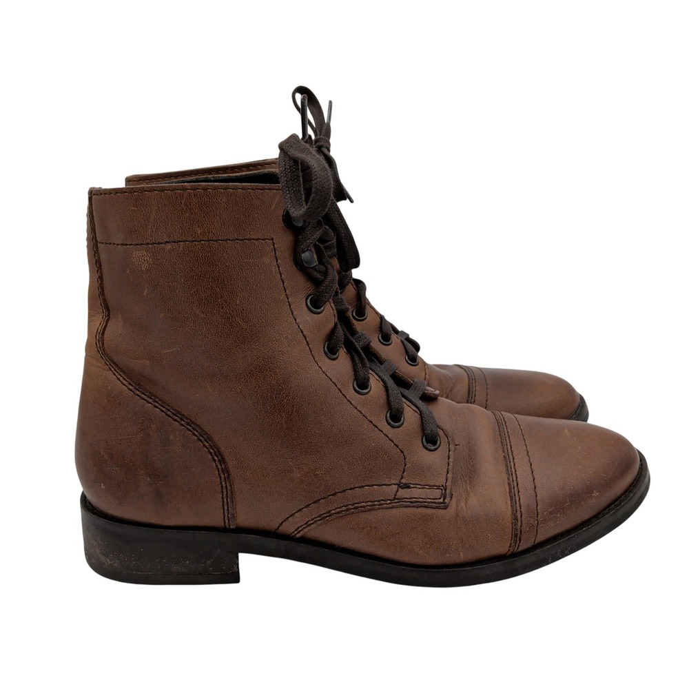 Thursday Boot Co Captain Brown Leather Lace Up Cap Toe Boots Womens Size 8 US